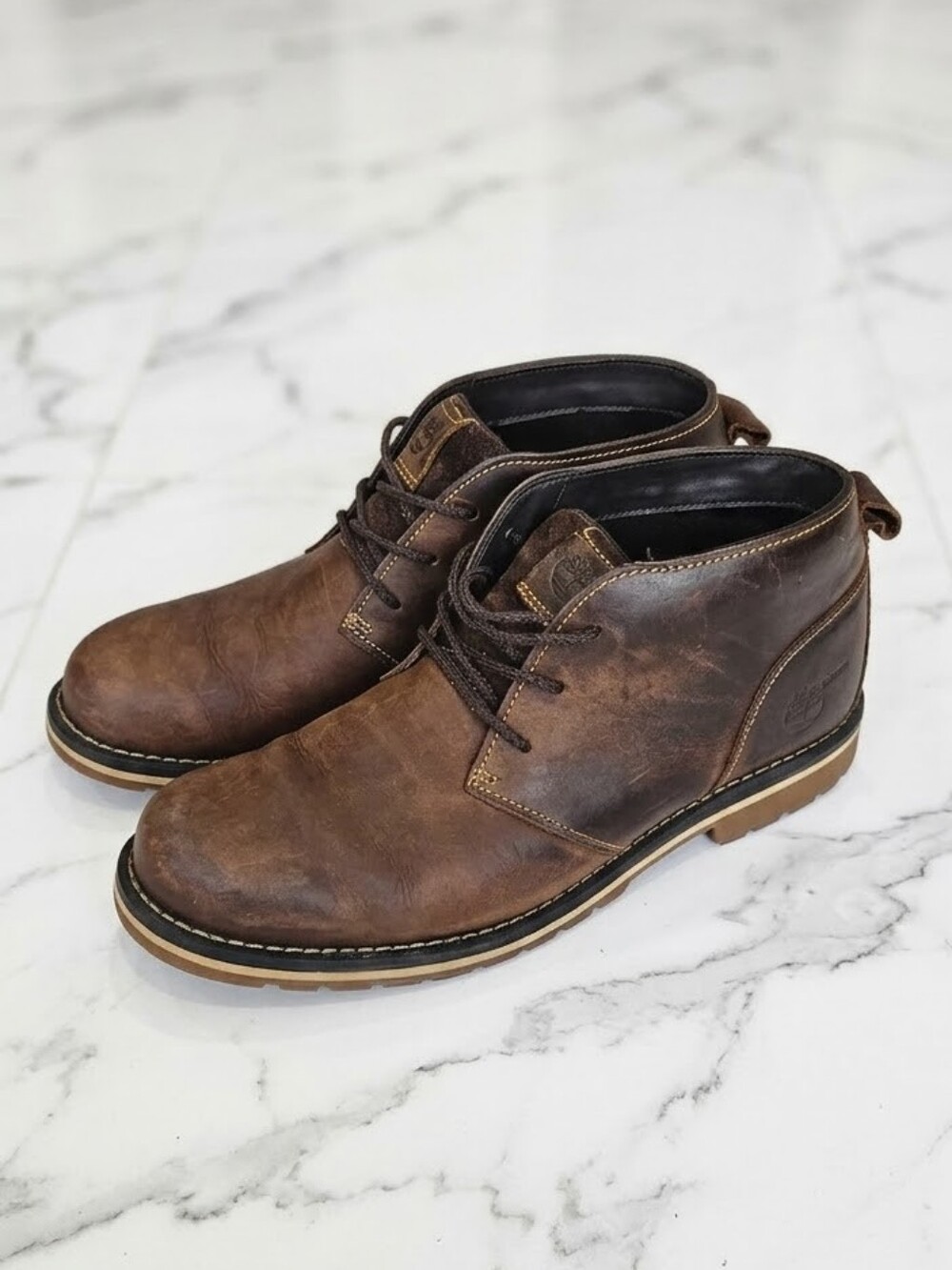 Timberland Men’s Grantly Chukka Boots Dark Brown Oiled Leather Size 10